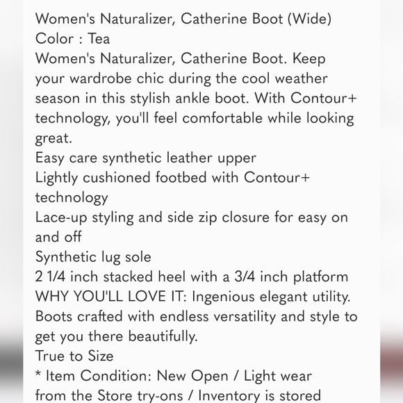 Naturalizer NEW Women's "Catherine" Ankle Boot Caramel Color size 11 Wide - Picture 10 of 10